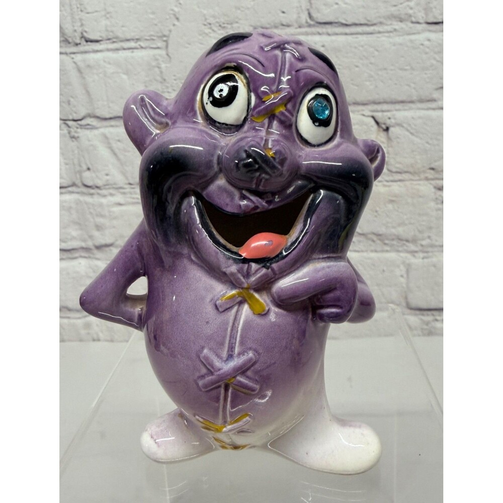 Vtg Kreiss Psycho Ceramics Purple Monster Figurine My Operation Stitches Kitschy